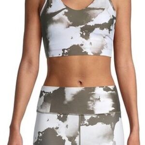 Sage White and Gray Sports Bra with Scoop Neckline